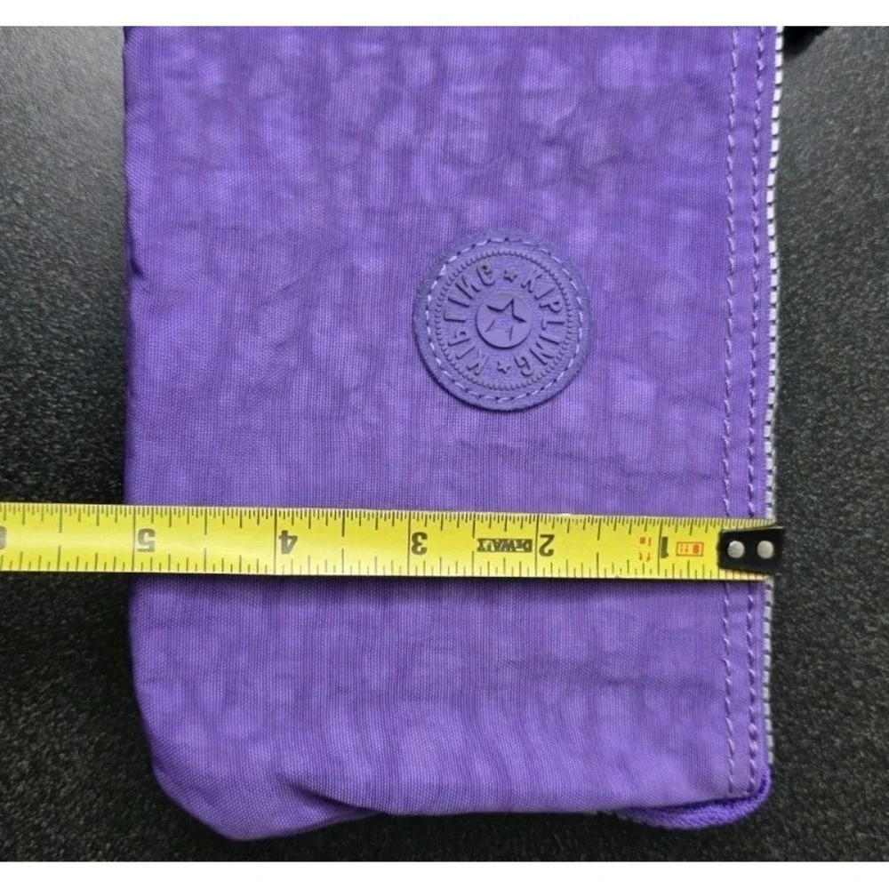 Kipling Women Make Up Cosmetic Bag Pouch Purple Monkey Keychain Wristlet Zip